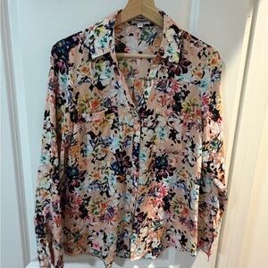 Express Multicolor Floral Button Down Shirt